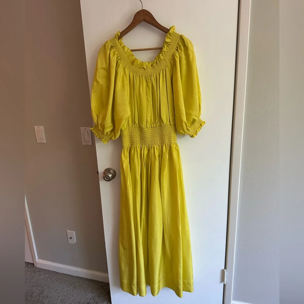 Cynthia Rowley Chartreuse Silk Lena Dress - Picture 3 of 8